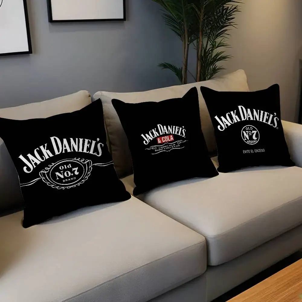 Funda de almohada con logotipo clásico de Whiskey J-Jack D-DanielS, funda para cojín de sofá, decoración para el hogar, regalo para niños