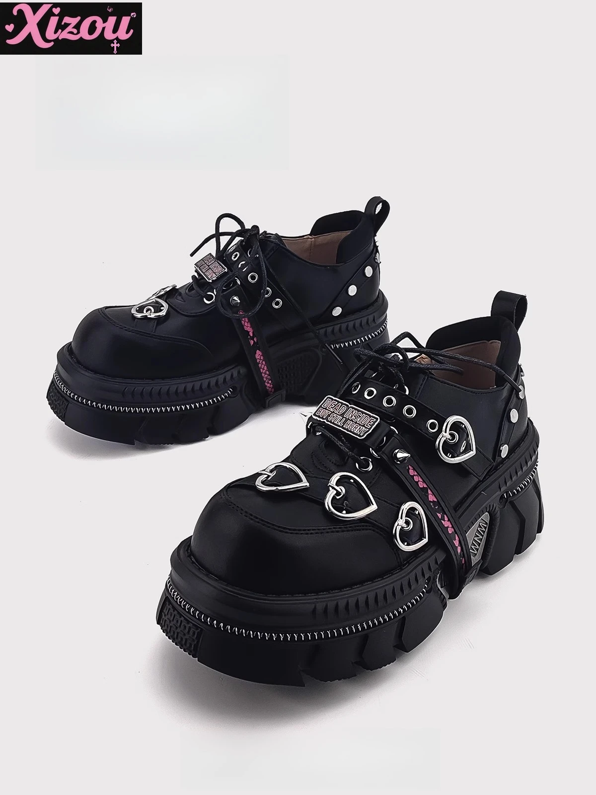 

2025 New Niche Design British Style Jk Retro Punk Small Leather Shoes Love Mary Jane Height-enhancing Platform Shoes Unisex