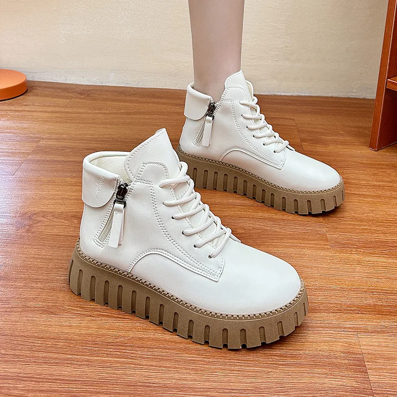 2024 Women\'s Short Boots Fashion Round Toe Platform Ankle Boots 2024 New Outdoor Casual Women Short Boots Botines Mujer