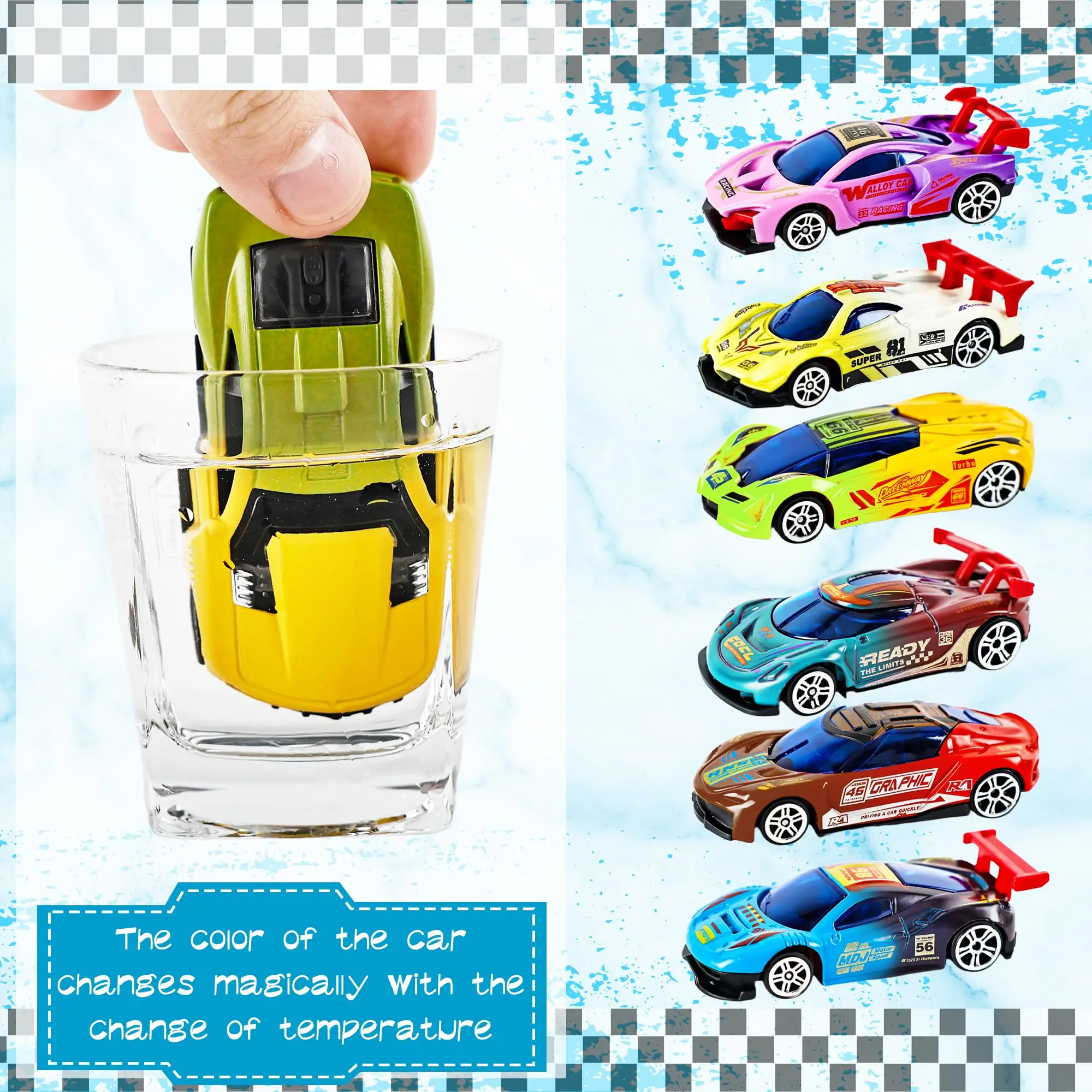 1:64 Mini agua y temperatura cambio de Color coches de carreras de aleación juguete extraíble vehículos de carreras modelo juguete para baño piscina agua regalo divertido