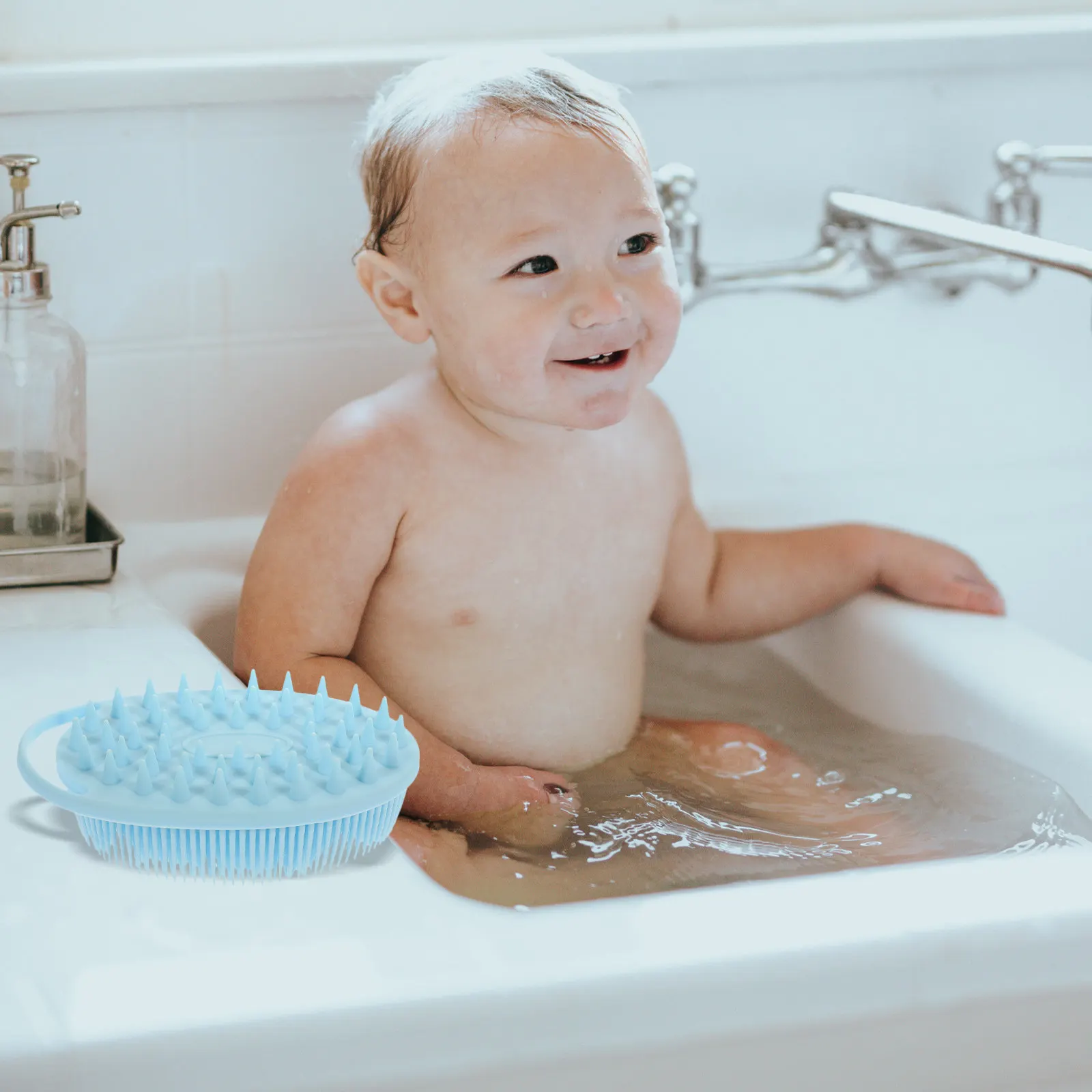 

Silicone Bath Brush for Babies and Adults Soft Sensory Body Scrubber Exfoliating Deep Cleansing Pore Unclogging Massage Shower