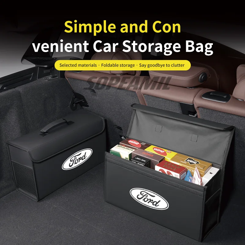 

For Ford Mondeo Fiesta Focus EDGE Explorer Fusion Kuga Mustang Ecosport Puma Car Trunk Storage Box Foldable Stowing Tidying Bag