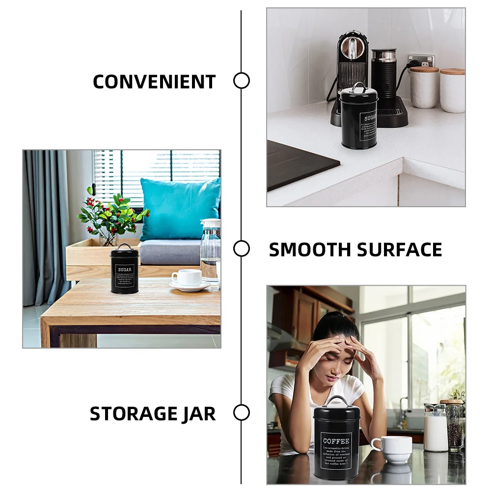 

2Pcs Airtight Storage Jar Metal Coffee Canister Set Retro Kitchen Canister Seal Coffee Tea Sugar Containers