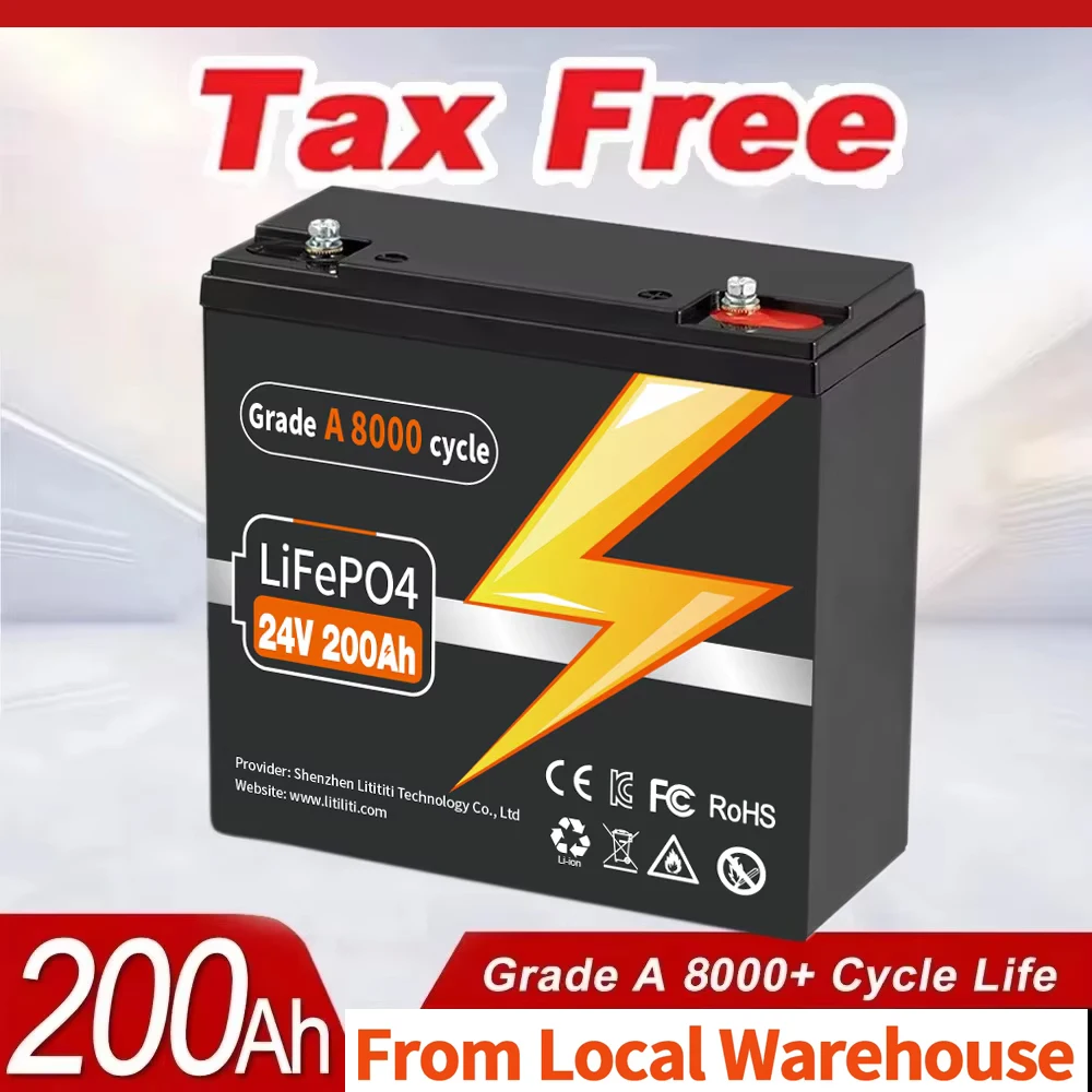 

✅32700 24V 200Ah LiFePO4 Battery Built-in BMS RV Rechargeable Lithium Iron Phosphate, Solar Marine Overland Off-Grid Battery