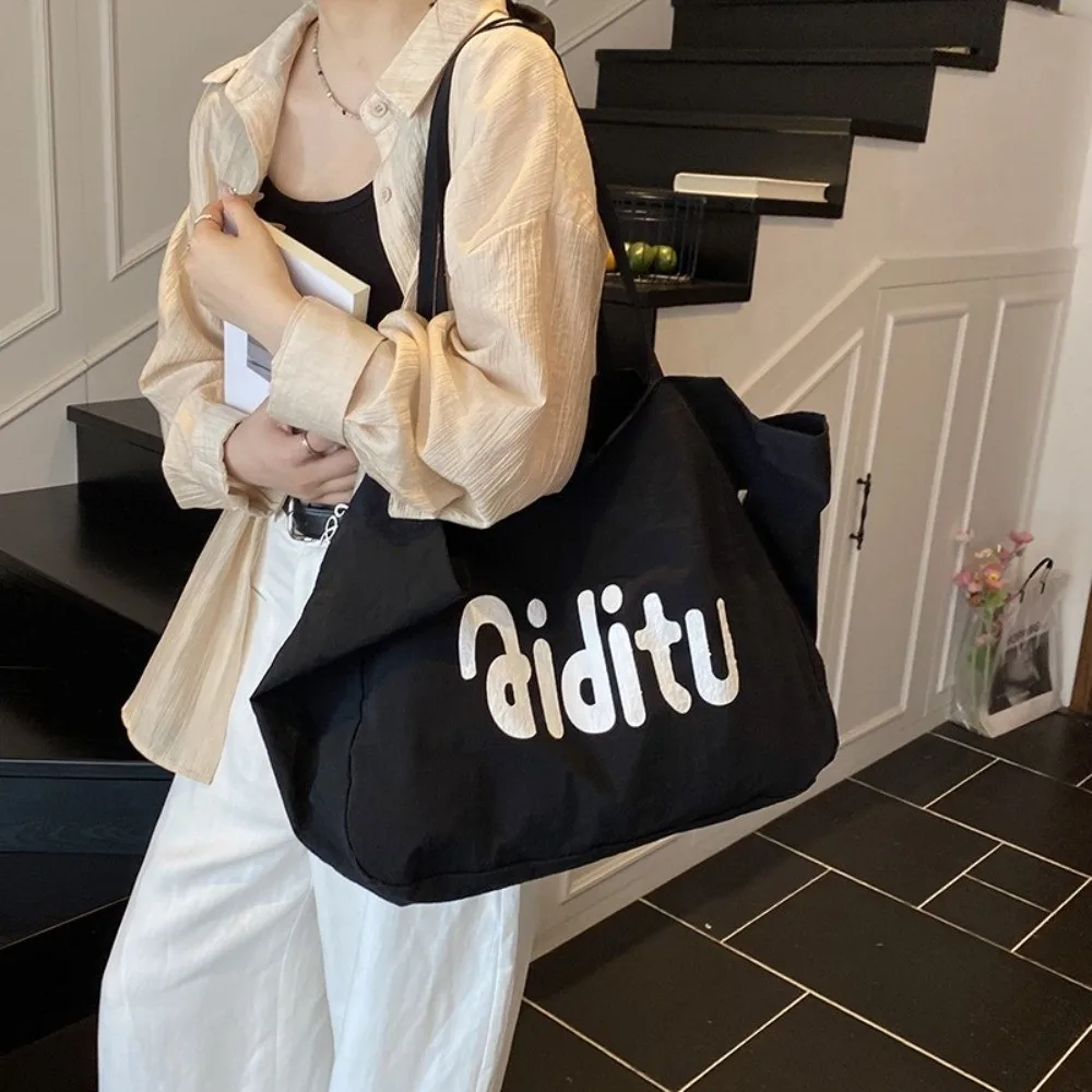 

Simple Solid Color Oversize Tote Bag Commuting Travel Letter Shoulder Bag High Capacity Versatile Women's Handbag Girls