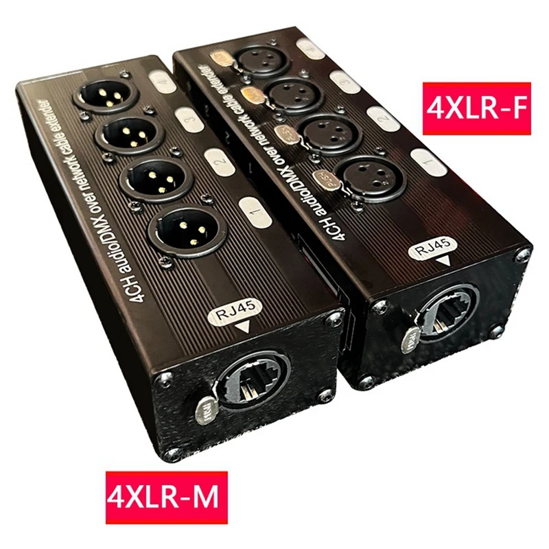 جهاز توزيع الصوت XLR و DMX عبر كابل الشبكة ، موسع إشارة الشبكة النسائية ، 4 قنوات ، 3 دبوس ، DMX512 ، 1