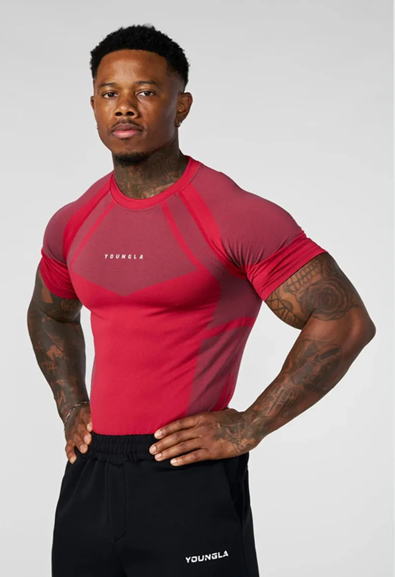 Men Summer 2026 Print T-Shirt Quick Dry Breathable Gym Workout Tee Elastic Slim Fit Fitness Running Short Sleeve Sport Top f