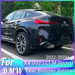 Car Rear Bumper Spoiler Diffuser Side Splitters Strip Lip For BMW X4 G02 LCI M Sport 2018-2023 Accessories Side Skirt Extension