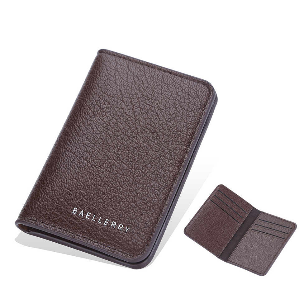  Baellerry Slim Compact Luxury Brand Wallet Men Soft Leather Credit Card Holders Wallet for Men Small ID Card Case Cardholder 