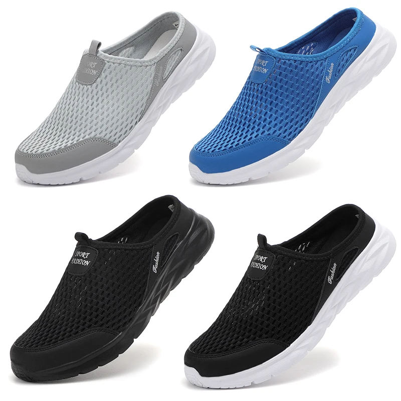 

Half Slippers Outdoor High Quality Anti-slip Men Leisure Shoes Mesh Breathable Mesh Soft Comfortable Flat-bottomed Slippers