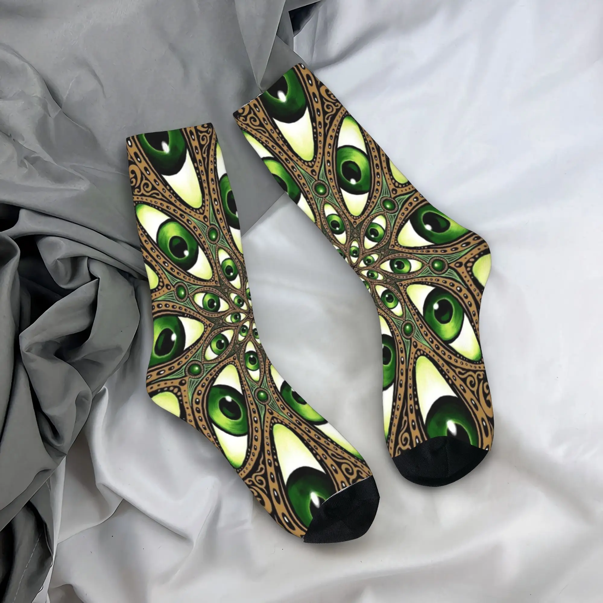 Mystic Eye Mandala Stockings Men's  Socks Comfortable Casual Socks Spring Skateboard Non Slip Pattern Socks Birthday Gift