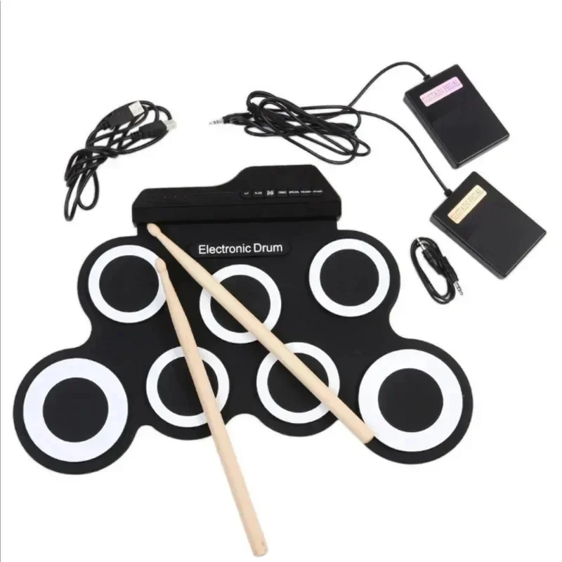 Hand Roll Silicone Folding Rack Drum Portable USB Electronic Drum Jazz Drum Portable Hand Roll Electronic Drum