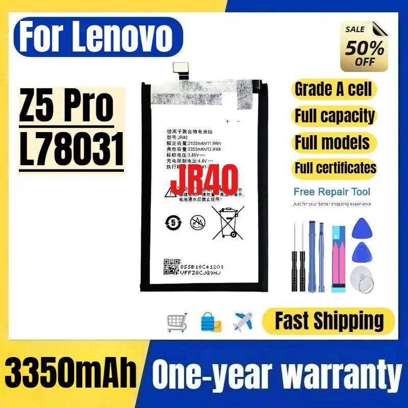 

JR40 for Lenovo Z5 Pro/L78031 Mobile Phone Battery High Quality High Capacity Battery Replacement Bateria Grade A Cell with Tool