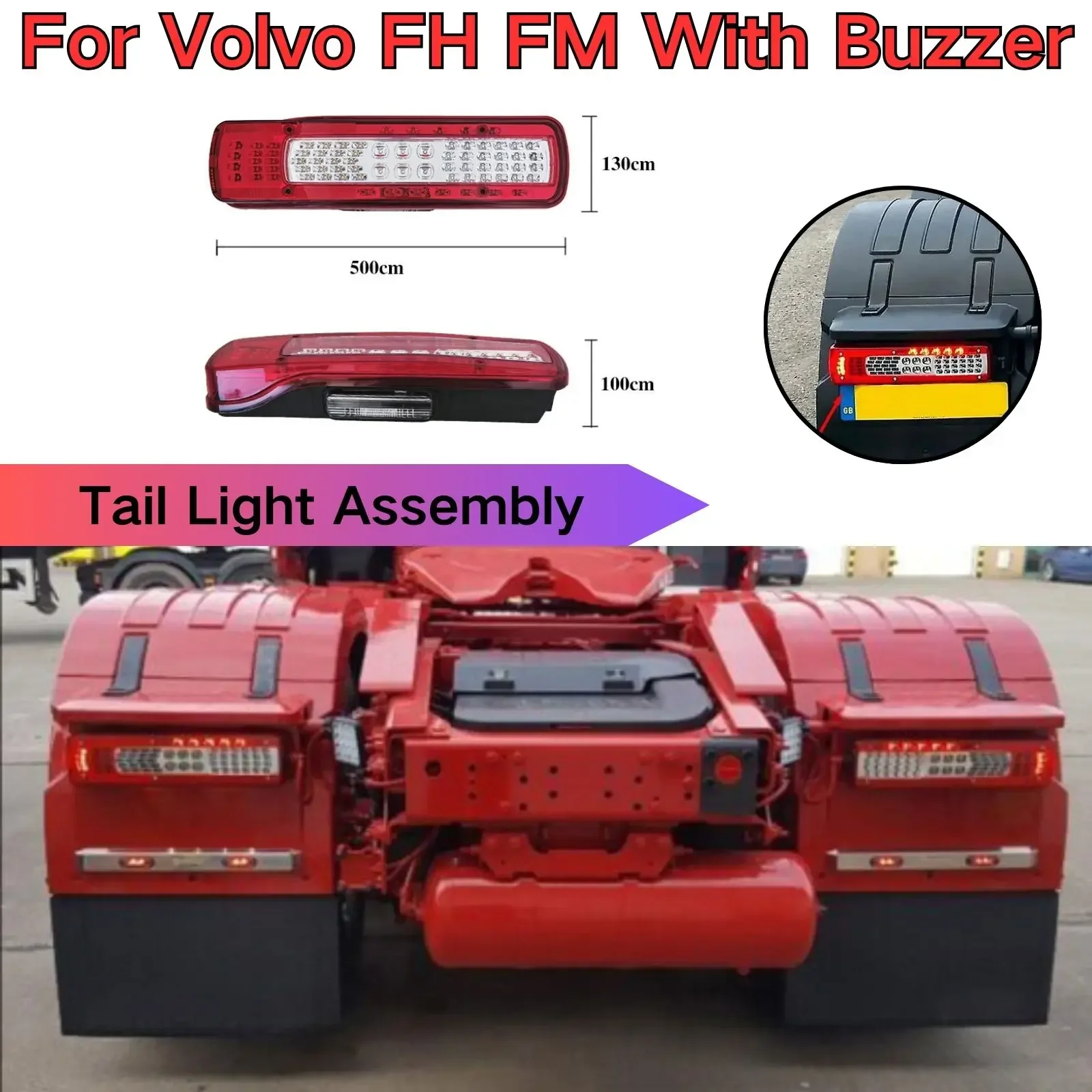 Car Tail Lights Assembly For Volvo FH FM LED Truck With Buzzer Fog Lamp Reversing Warning Light Rear Turn Signal Stop Brake