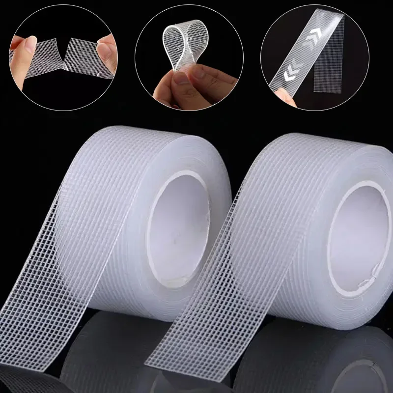 1/2/3/5/10M double sided tape nano strong high adhesive glass fiber wear-resistant fixed wall carpet waterproof reinforced tape