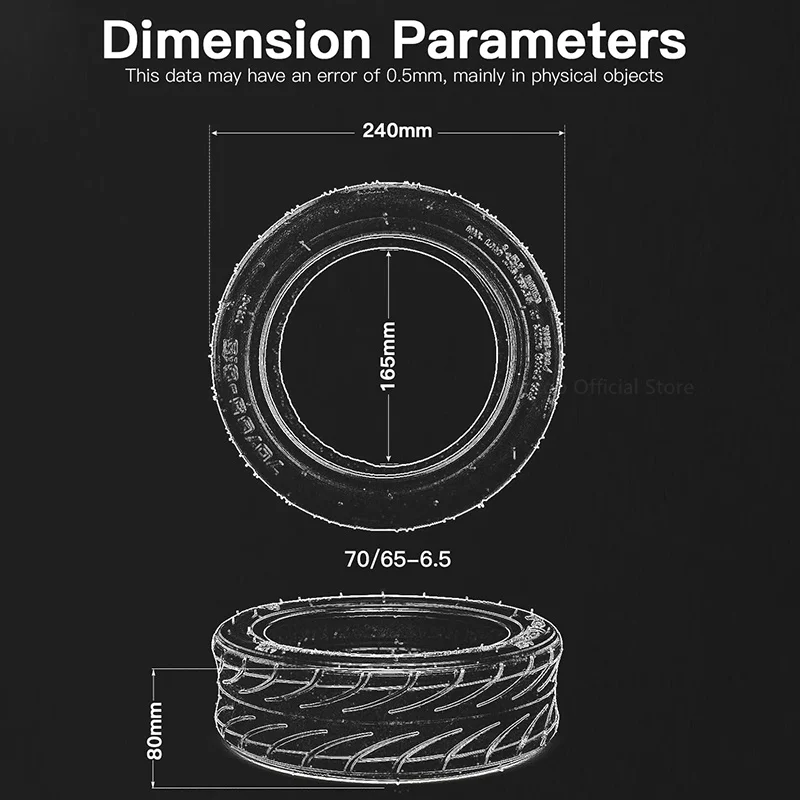 Original Outer Non-Slip Tire For Ninebot By Segway Mini Pro/S Self-balancing Scooter 70/65-6.5 10.5 Inches Tubeless Tyre