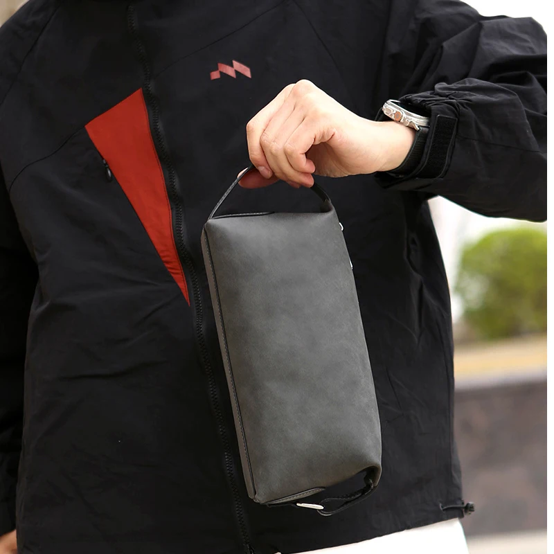 High-End Simple Men's Busin Envelope Clutch Bag Large Capaci Portable Digital Storage eup Bag Leather Handbag сумка