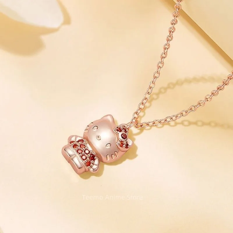Anime Hello Kitty Sanrio Cartoon Character Necklace Sweetheart Accessories Kawaii Pendant Couple Cute Fashion Holiday Gift