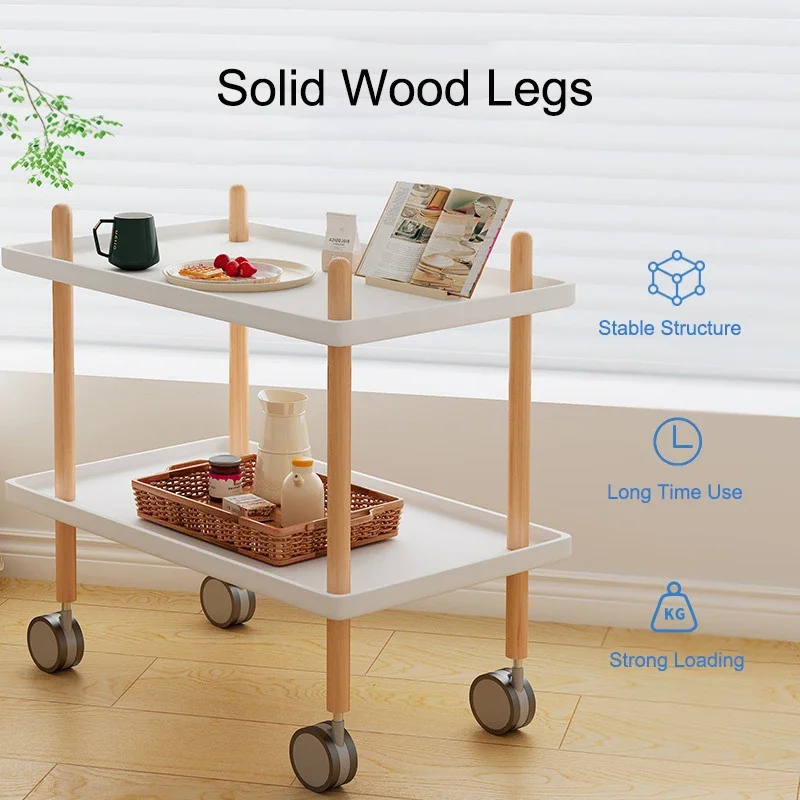 

2 Layer Trolly Sofa Side Table Cabinet Mobile Side Rack Bedroom Bedside Table Small Apartment Cart Sofa Snack End Table