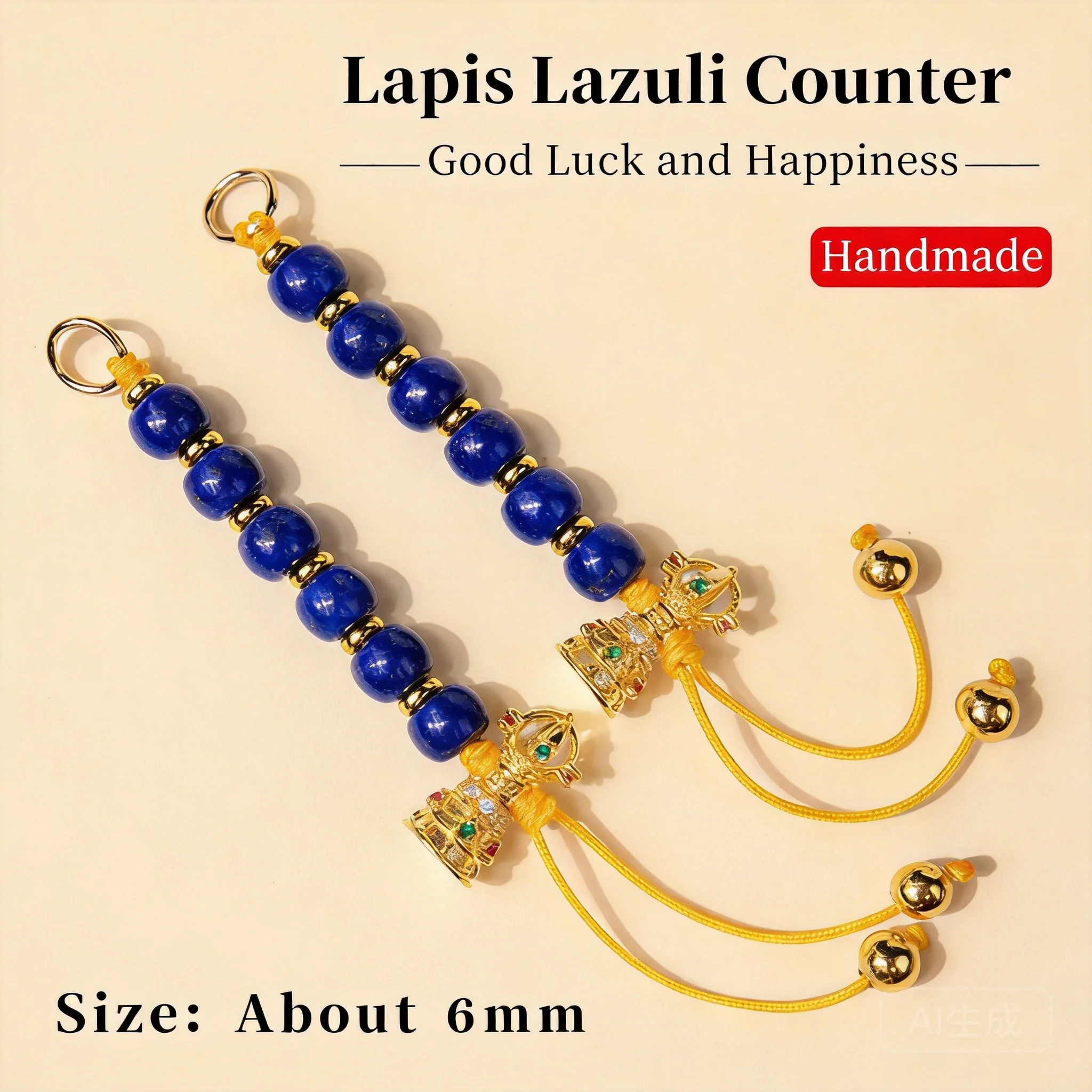 chinese-traditional-lucky-lapis-lazuli-mala-counters-1-pair-golden-vajra-handmade-beaded-bracelet-accessories-for-jewelry-making
