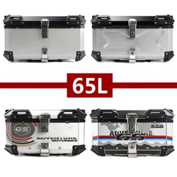 65L Motorcycle Aluminum Top Box Motorcycle Tail Box Universal Rear Trunk Motorcycle Large Capacity Travel Luggage Storage Case