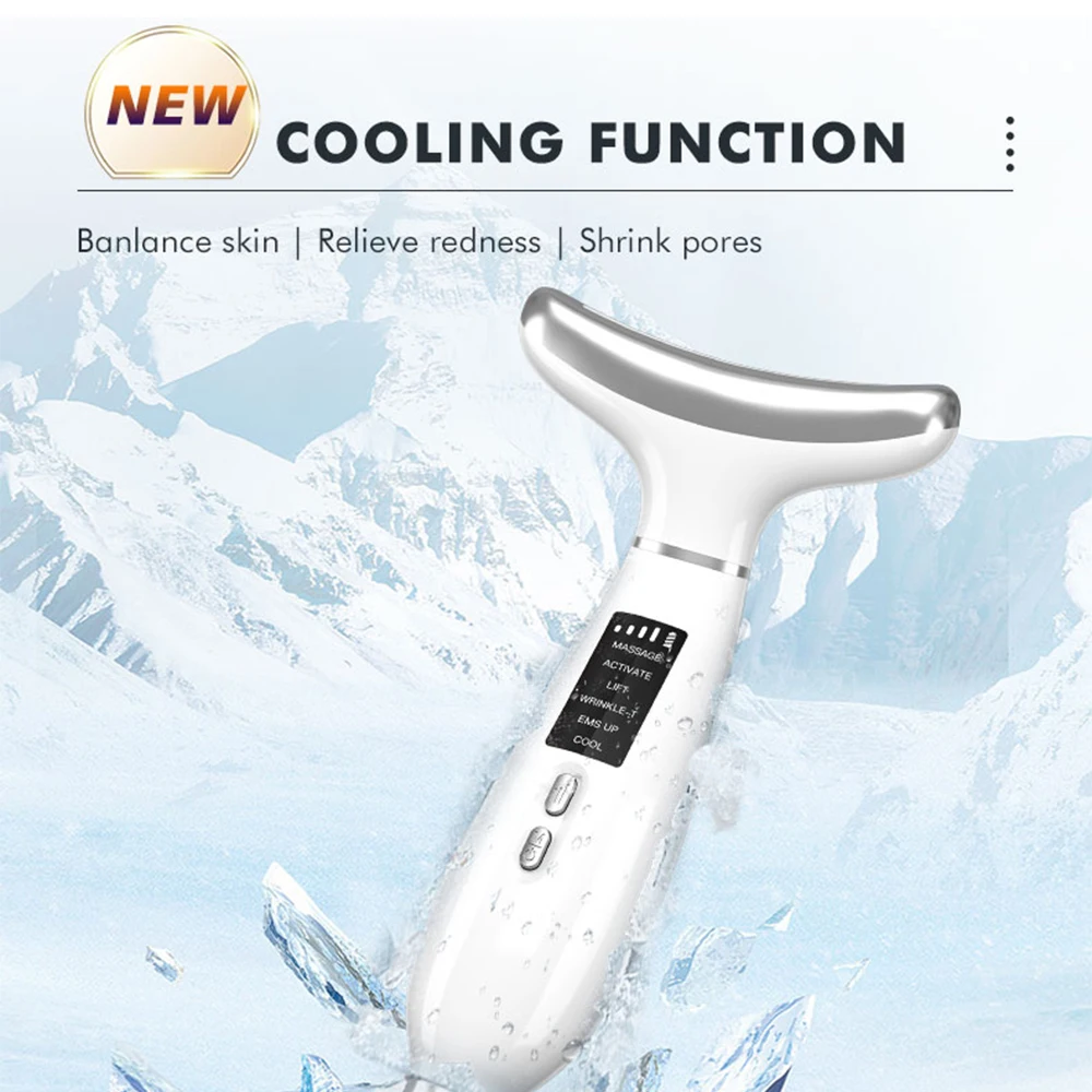 Neck Facial Lifting Device EMS Microcurrent LED Photon Therapy Vibration Face Massager Anti Wrinkles Tightening Skin Care Tools