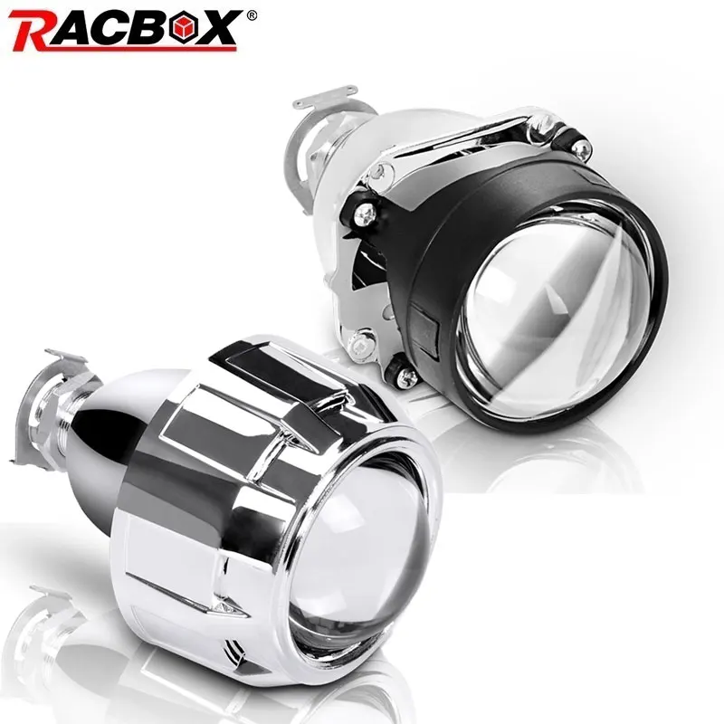 2.5 Inch Mini Bi Xenon Projector Lens Hi/Lo Beam With Black Silver Shrouds Mask Retrofit for H4 H7 Car Moto Headlight Lenses 1pc