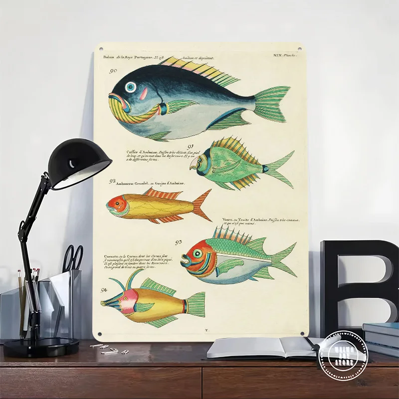 Colorful Fishes Poster Retro 3D Printed Metal Signs Customized Wall Hanging Gift for Bedroom Decoration Room Garage Accessories