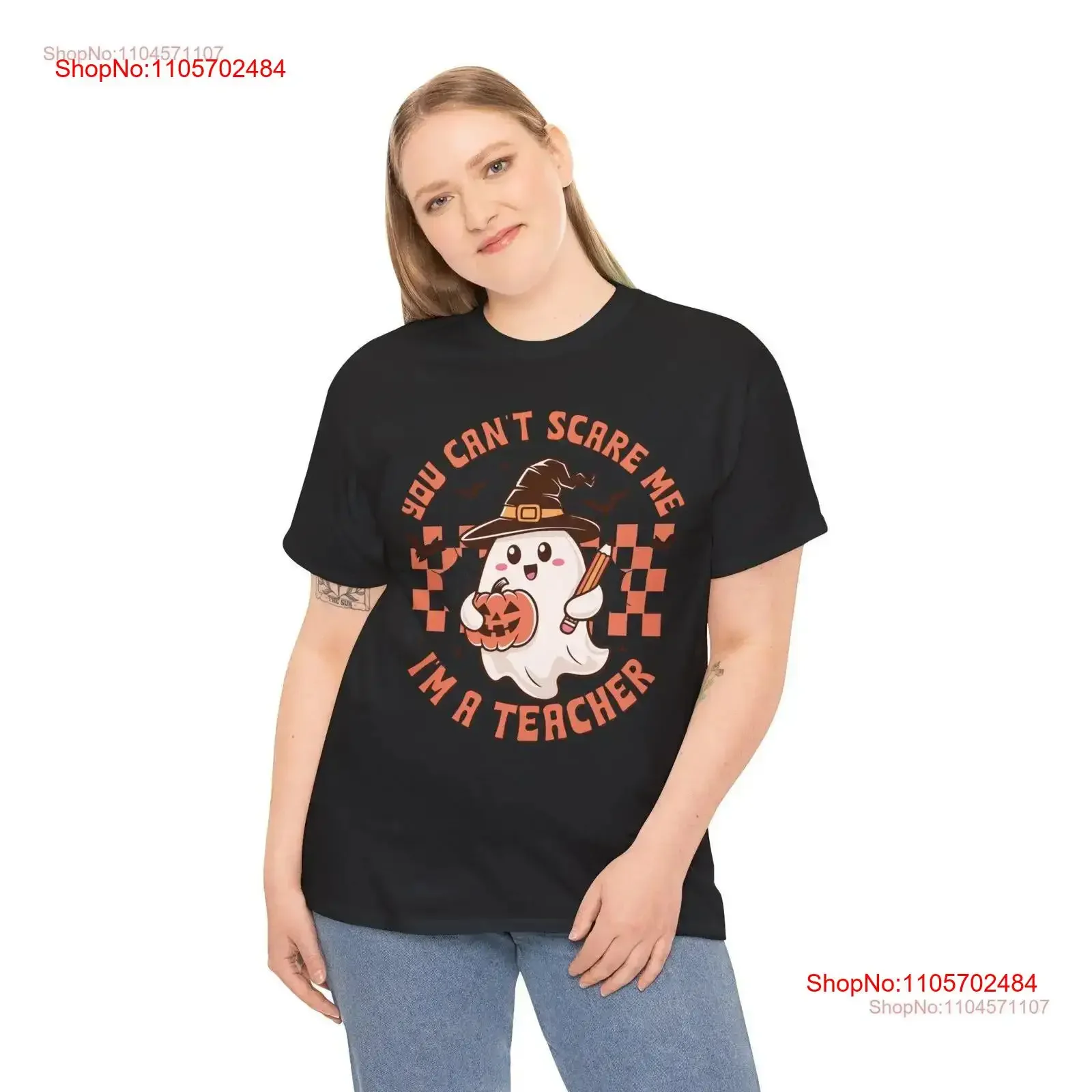 Express Delivery Halloween Teacher T Shirt Cute Ghost You Can't Scare Me Funny Appreciation Fall Holiday vintage Washed graphic