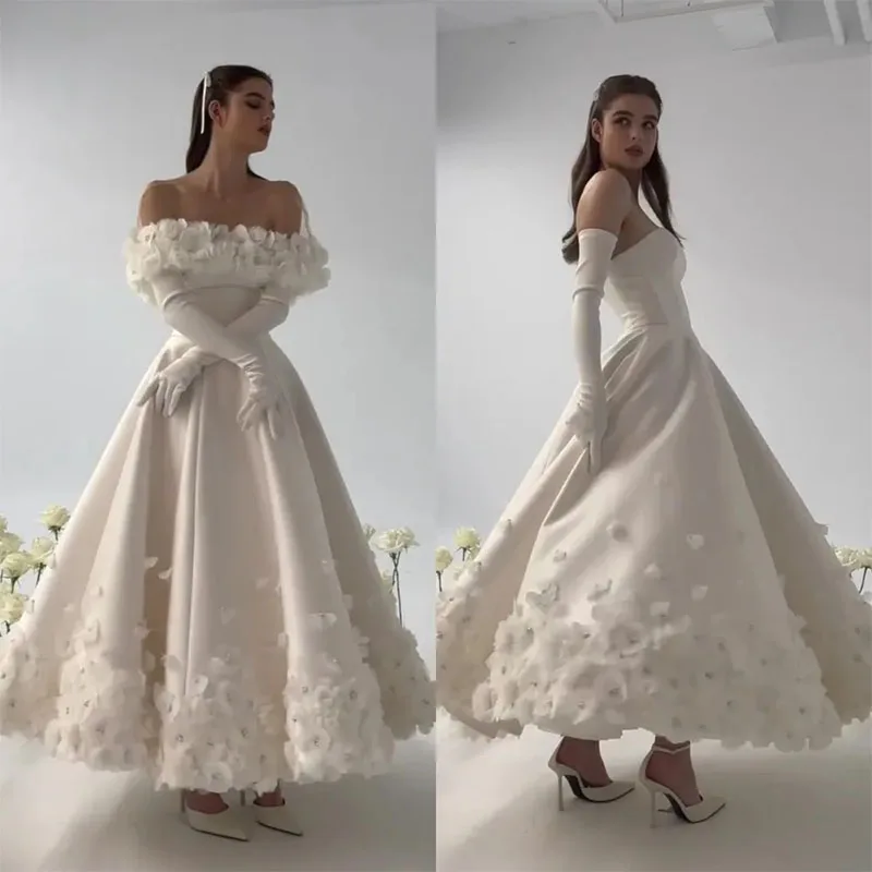 Fashion Flower Prom Dresses with Cape Sweetheart Ruffles Ankle-Length Formal Evening Gown A-Line Wedding Party Dress (No Gloves)