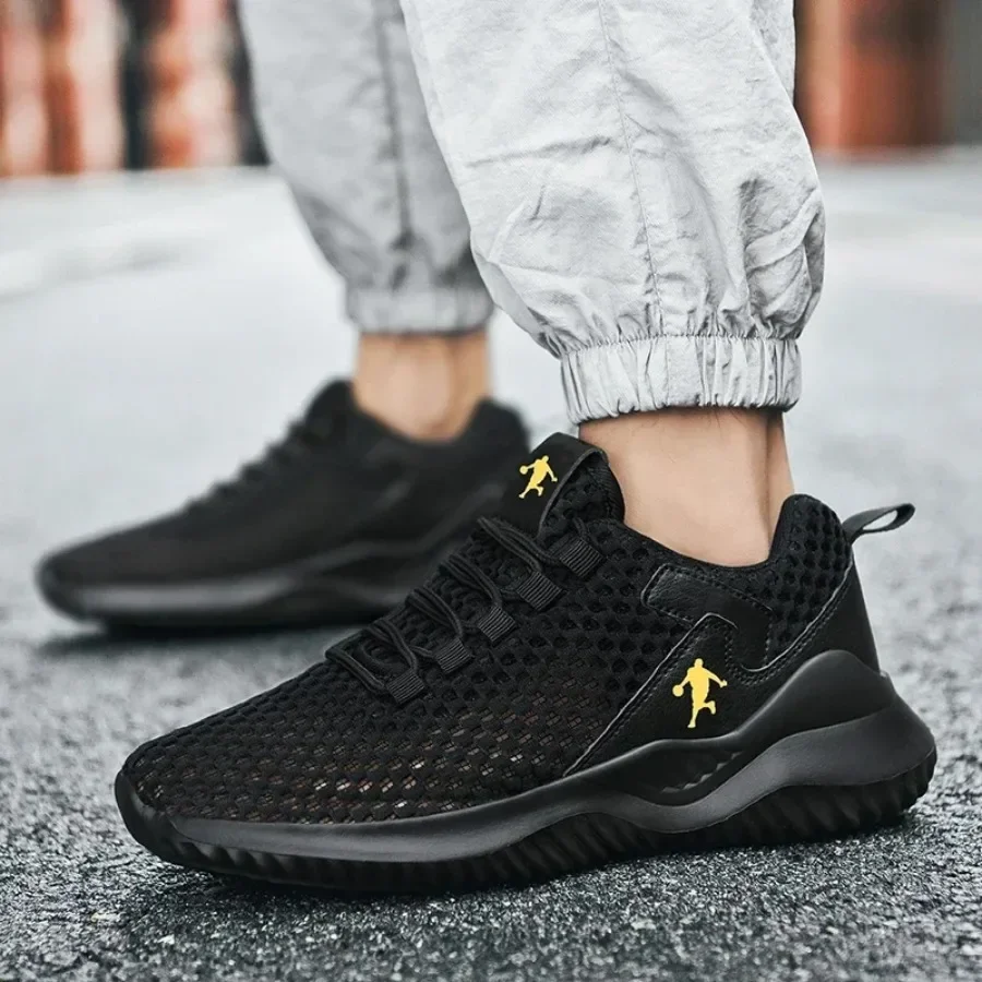 

New Mesh Running Solid Color Striped Flat Low-top Casual Plus-size Men's Summer Elastic Fashionable and Durable Sports Shoes