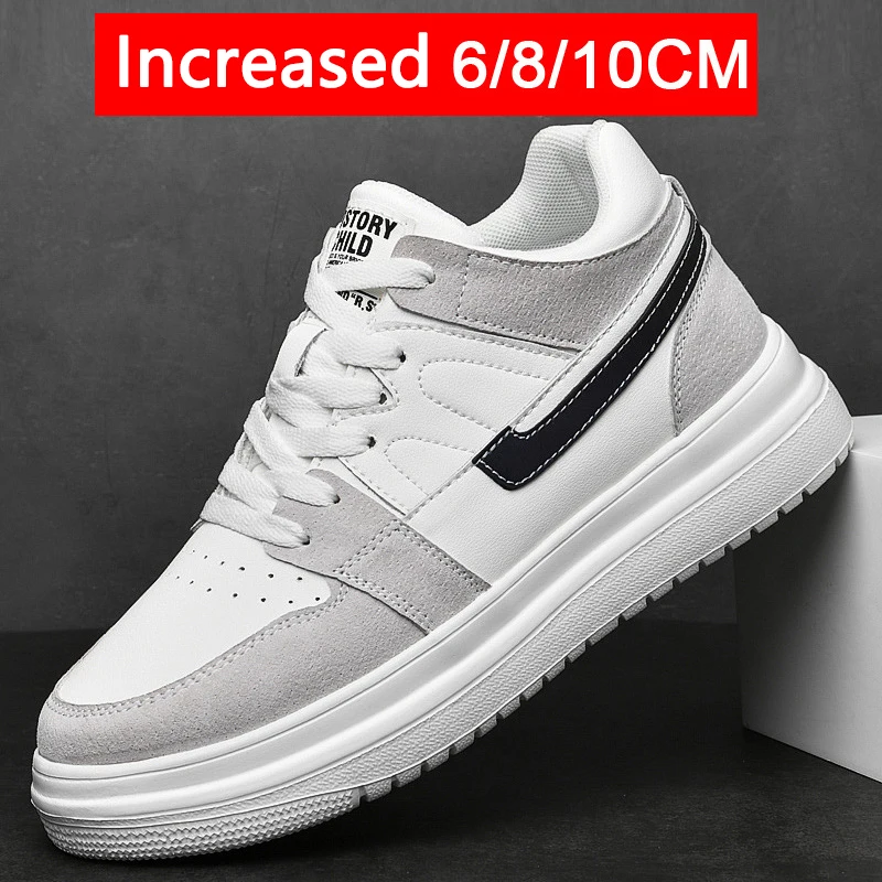 

New Elevator Shoes for Fashion Men Grey Casual Sneakers Men Invisible Height Increase Sneakers Men Breathable Lift Shoes 8/10 CM
