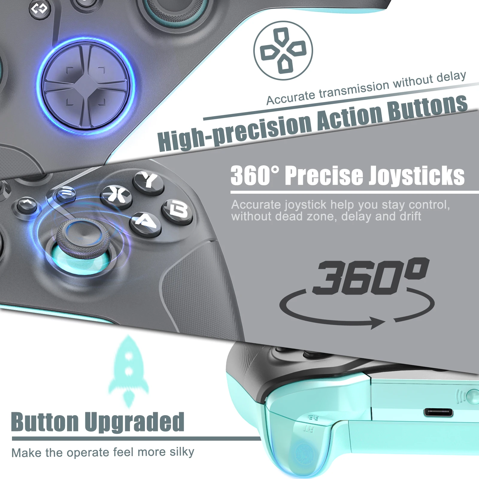 Wireless Gamepad สำหรับ Xbox One Series X/S/PC/IOS/Android/ไอน้ำ6แกน Gyro มีฟังก์ชั่น Turbo จอยควบคุมเกมคอนโซลจอยสติ๊ก