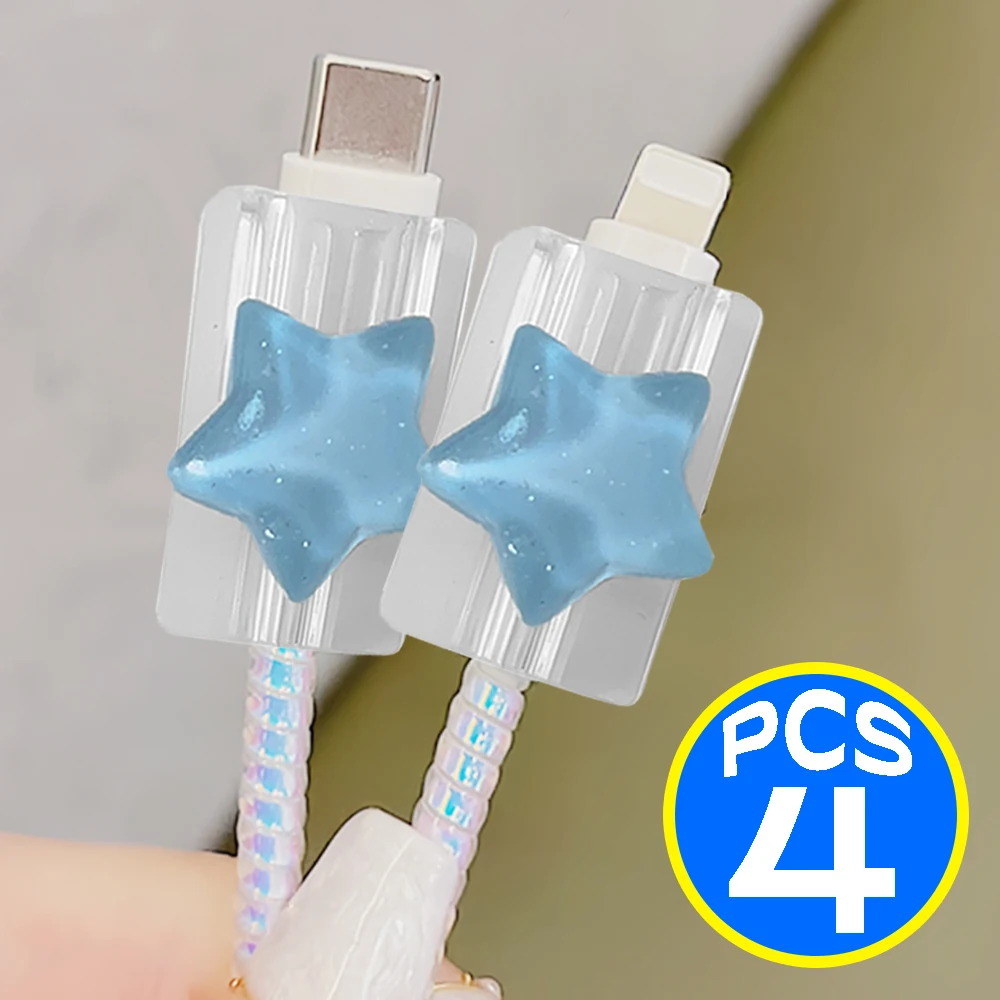 Replaceable Korea Cute Ocean Stars Charger Protector Cover Charger Cable Line Organizer Winder Protective Cover for Data Cable