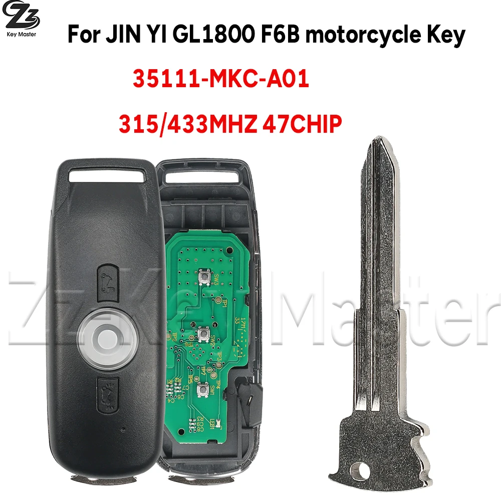 

Смарт-ключ для мотоциклов Honda JIN YI GL8000 F6B 2018+ с чипом 47CHIP 35010-MKC-EC4, частота 433/315 МГц, FCCID: OUCGHR-H015T.