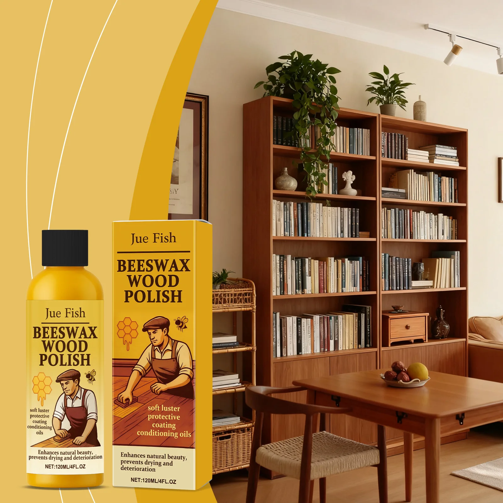 

Household Beeswax Wood Polish - Cleans Dust Enhances Shine Nourishes Grain Multi-scenario Wooden Furniture Care Agent