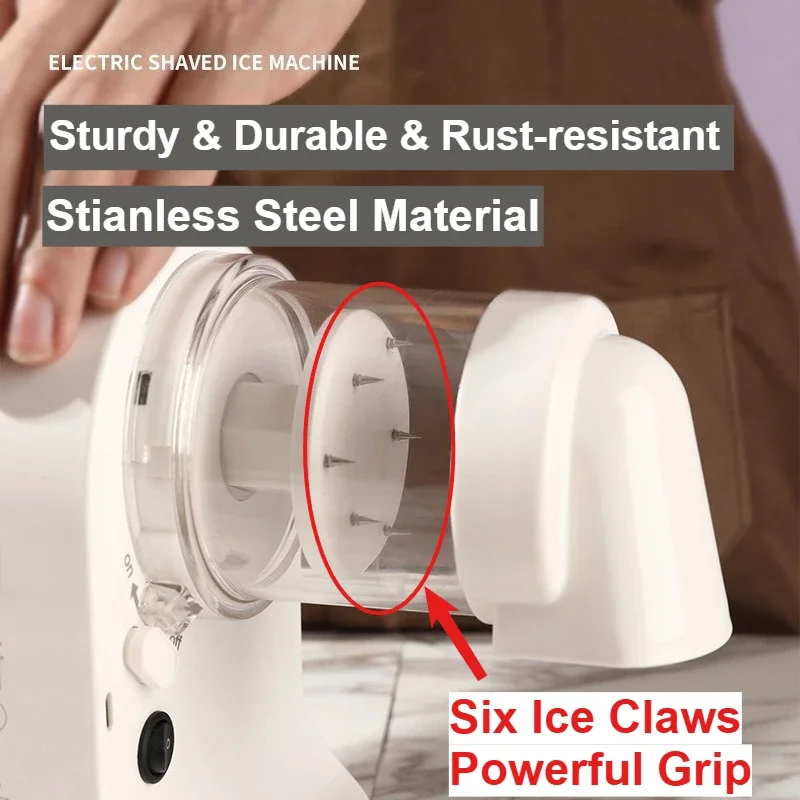 Shaved Ice Machine USB Rechargeable Snow Cone Tool Ice Crusher with 4 Reusable Ice Mold and 1 Pallet for Home/Kitchen/Camping