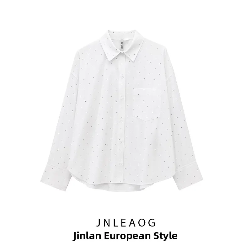 JNLEAOG femmes irt strass décoré conception surdimensionnée européenne Sle fibre de Polyester longue Sve longueur régulière