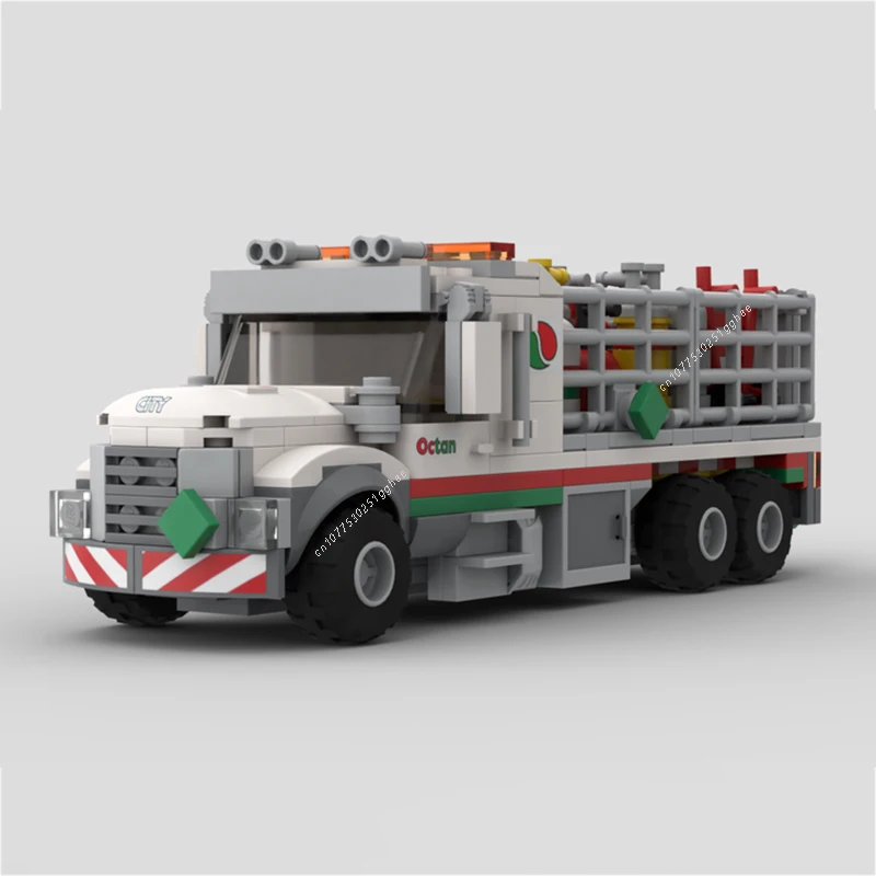 Classic City Vehicle Gas Cylinder Delivery Truck Building Blocks Model Bricks Display Collection Children's Toys Gifts 304PCS