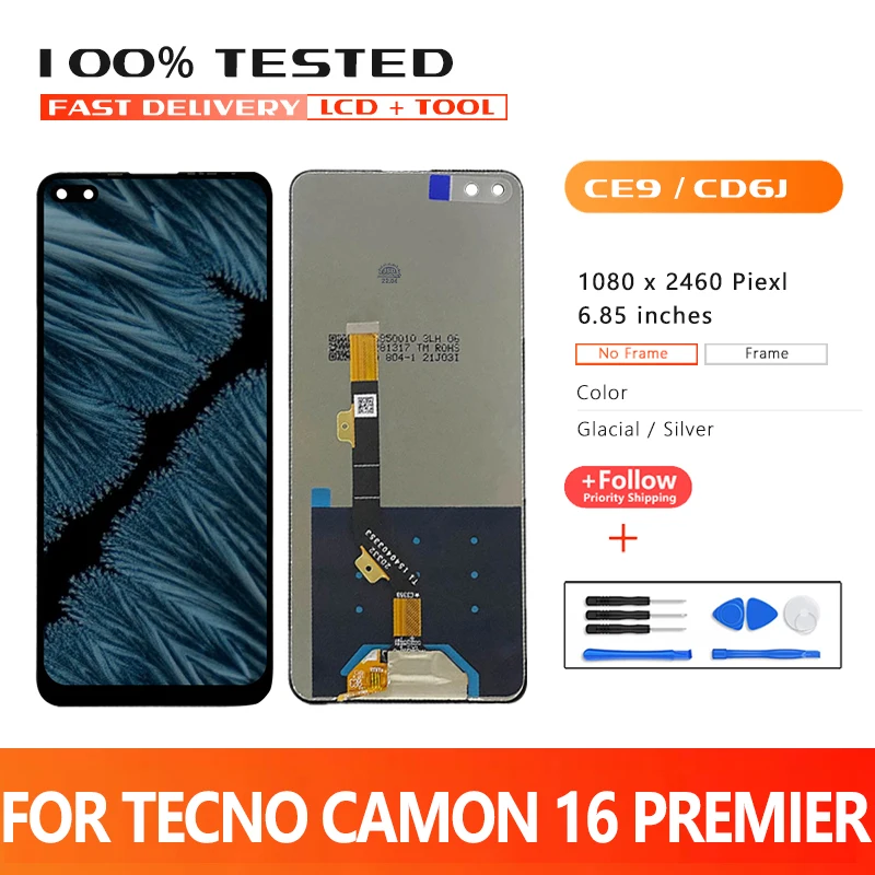 

6.85 inch For Tecno Camon 16 Premier Global LCD Display Touch Screen Digitizer Assembly For Tecno CE9 Panel Replacement parts