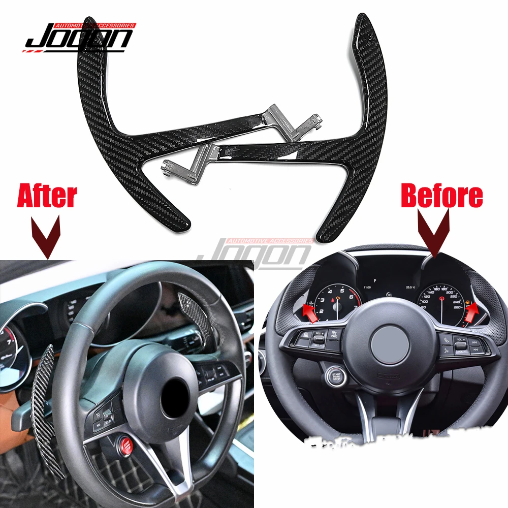 100% Carbon Fiber Car Steering Wheel Shift Paddle Extension For Alfa Romeo Stelvio Gliulia 2017-2022 Car Accessories Replacement