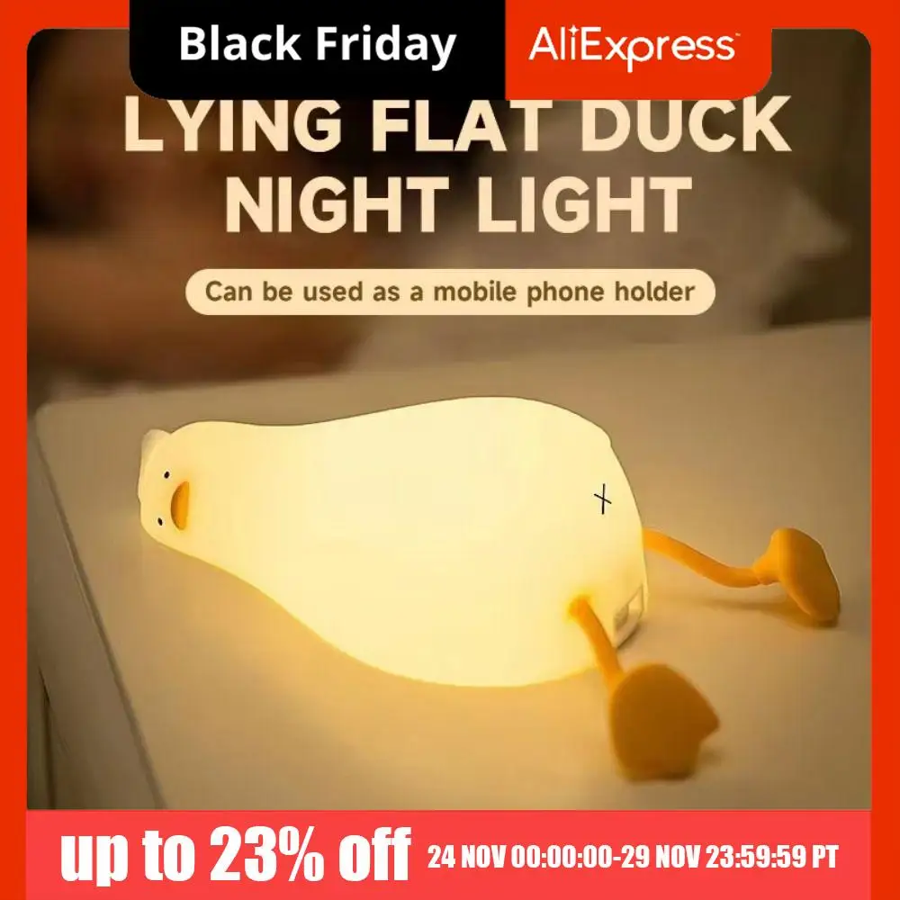 

Rechargeable Lying Flat Duck Night Light Eye Protection 3 Level Dimmable Sleep Atmosphere Light Soft Light Tap Control