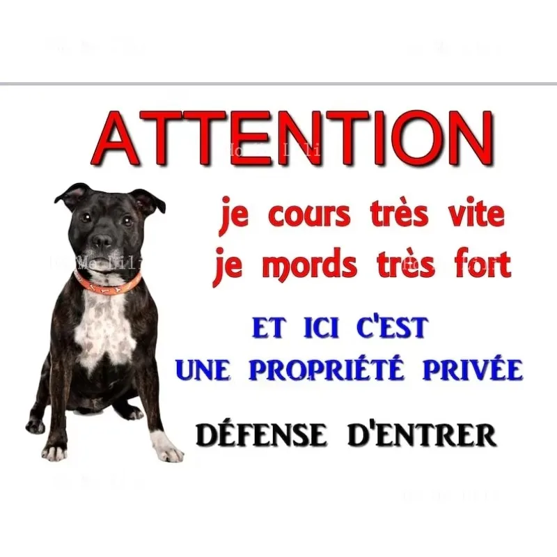 Metallschild „Staff Dog Warning Drilled At 4 Corners“ Ref