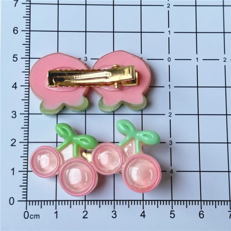 4 Stück/Set Mädchen Haaraccessoires Creme-Farbene Mattierte Eis-Transparente Frucht-Haarspangen Imitierte Frucht-Haarnadeln Pfirsich-Erdbeer-Kopfschmuck – Detail 4