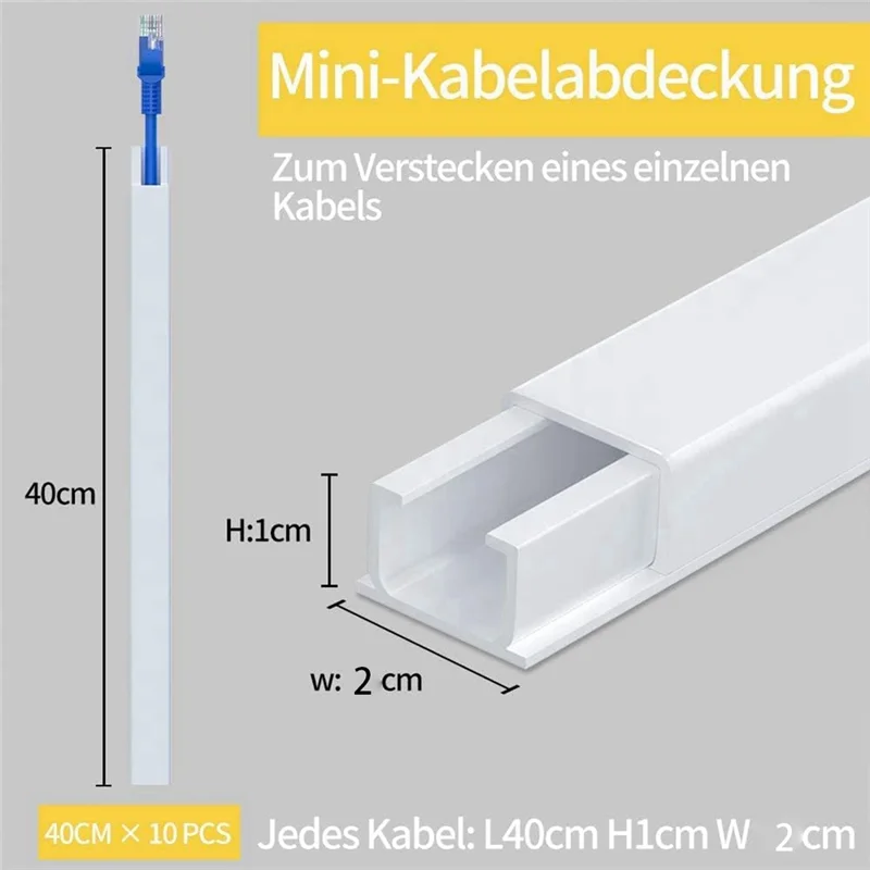 4M ไฟฟ้าสาย Trunking,สายคอนซีลเลอร์ผนังสําหรับหนึ่งสายไฟ,ทาสี PVC สาย, สาย Trunking 10 ชิ้น L40cm ร้อน