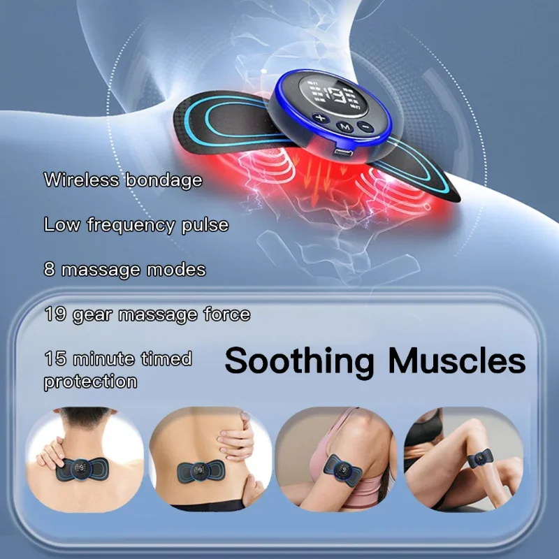 Neck Rechargeable Massager Electric Neck Massage EMS Cervical Vertebra Massage Patch for Muscle Pain Relief Shoulder Relaxation