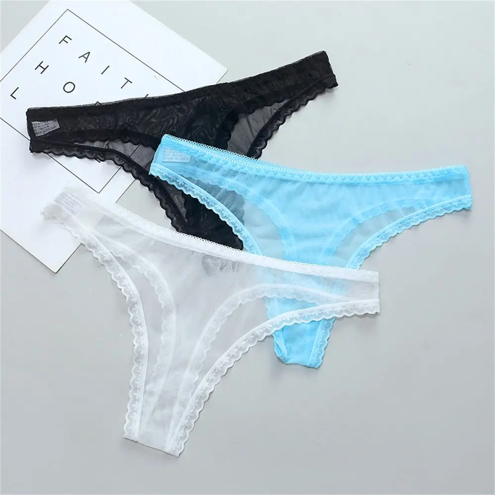 Gauze G String Panties Low-Waist Women Lingerie Transparent Knickers Female Perspective Thong Sheer Lace Underwear