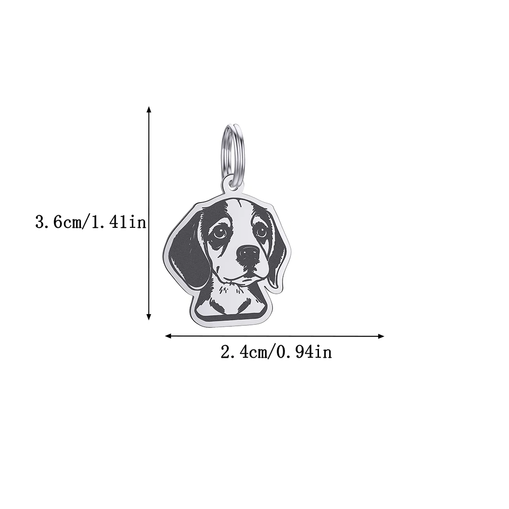 Stainless Steel Beagle Animal Dog ID Tag Name Phone Collar Custom Engraved Necklace Keychains