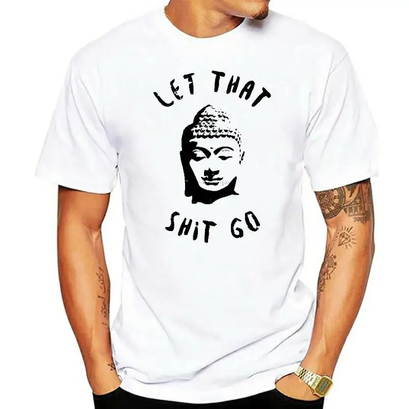 Title: Let that sht go t-shirt in heather mint colour - nice light fitting Zen yoga buddhist vibes slogan tee men t shirt