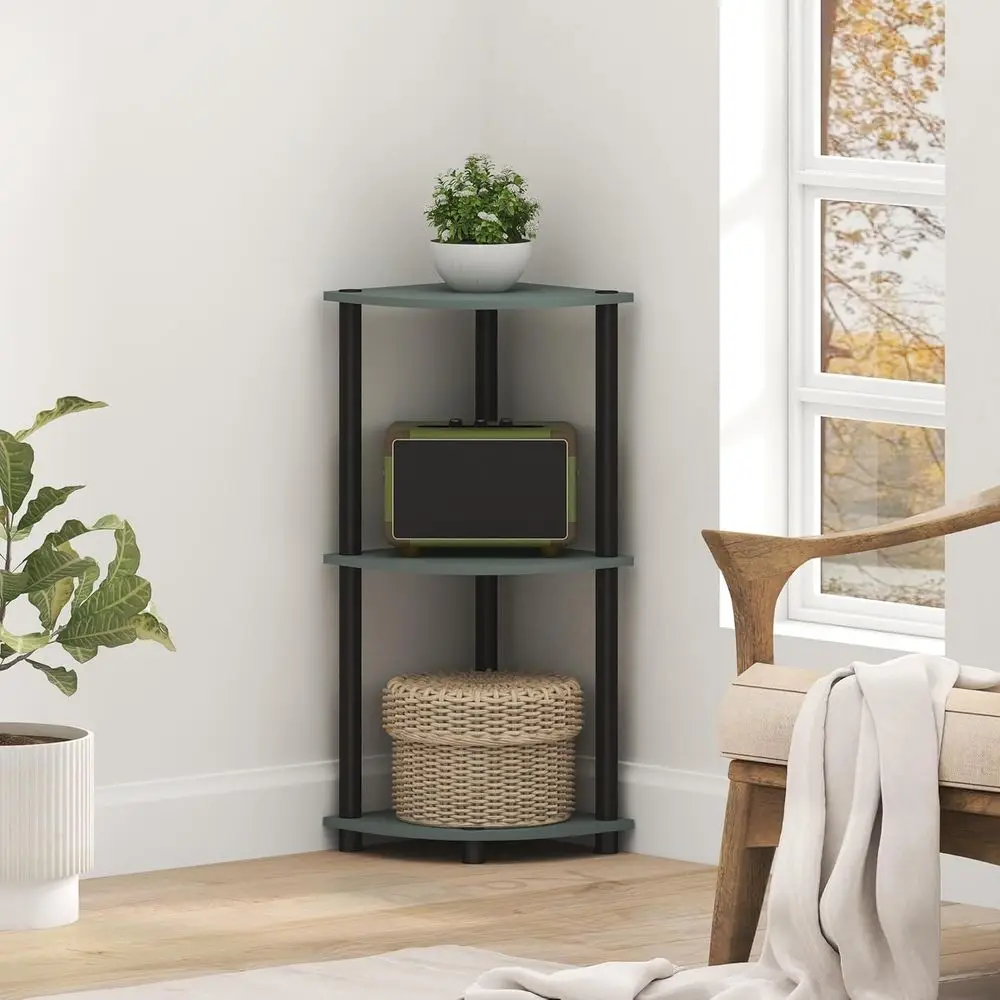Turn-N-Tube 3-Tier Bookshelf, Display Storage Shelves, Living Room, Home Office, Garage, Sage Green